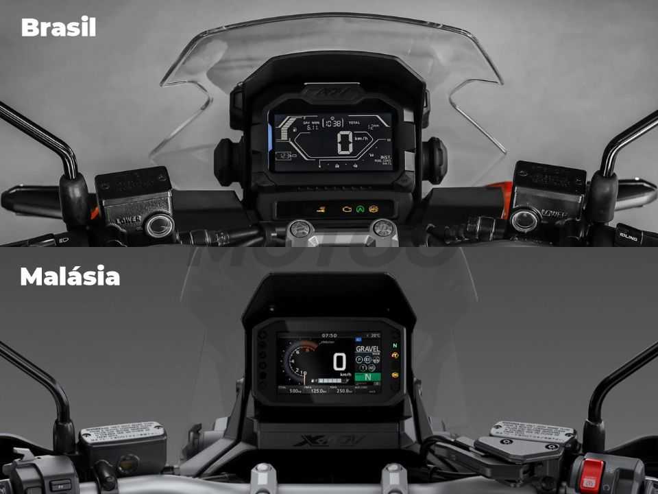 O painel colorido da X-ADV estrangeira comparado ao modelo nacional